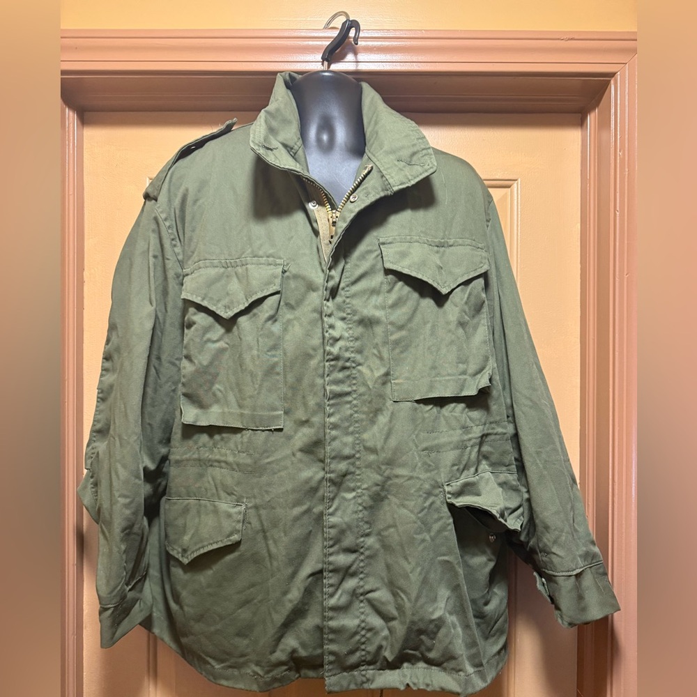 70s M-65 Vietnam Era Cold Weather Field coat OG-107 Swift Zipper w/ Hood  Sz L